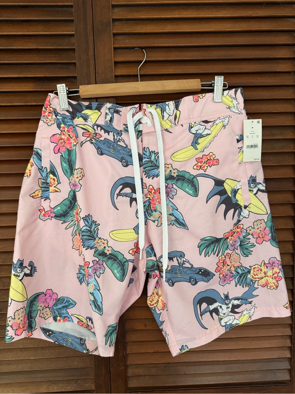 Men's Floral Batman Surf Print Swim Trunks